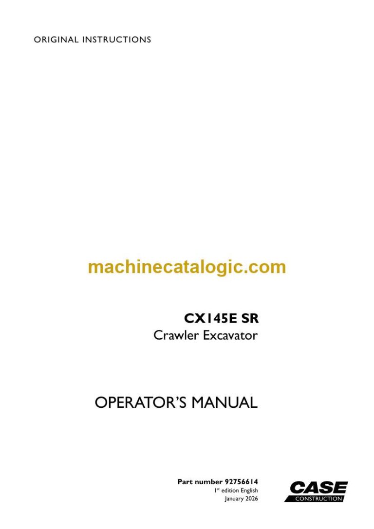Case CX145E SR Crawler Excavator Service Parts Catalogue (92756614)