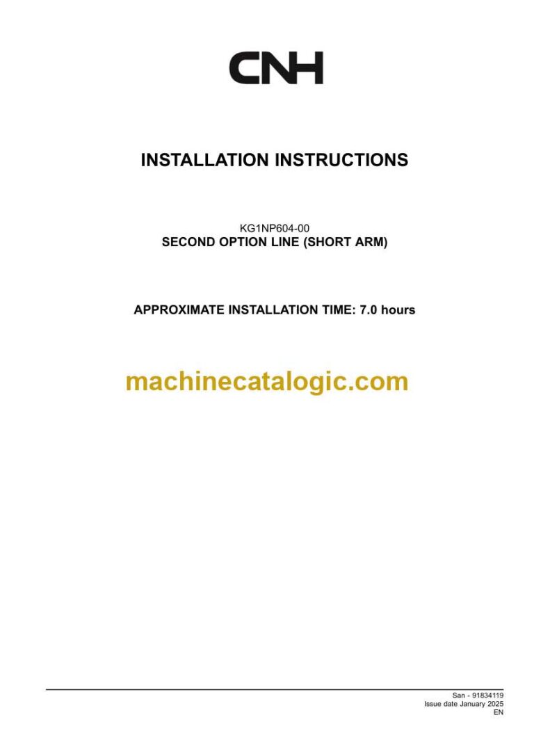 CNH SECOND OPTION LINE SHORT ARM Installation Instructions (91834119)