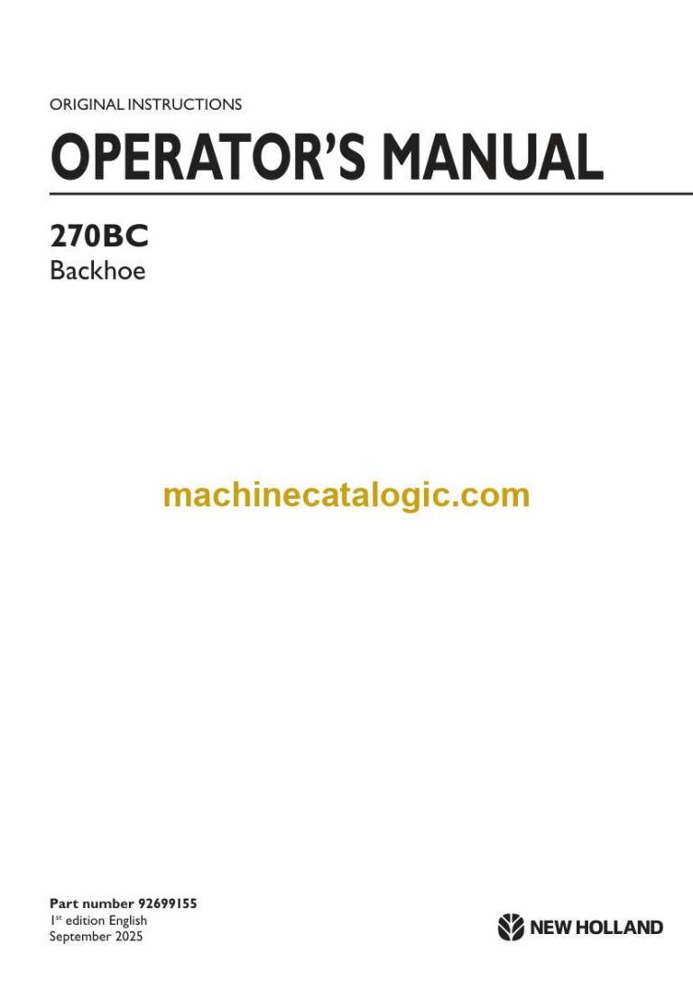 Case 270BC Backhoe Loader Operators Manual (92699155)