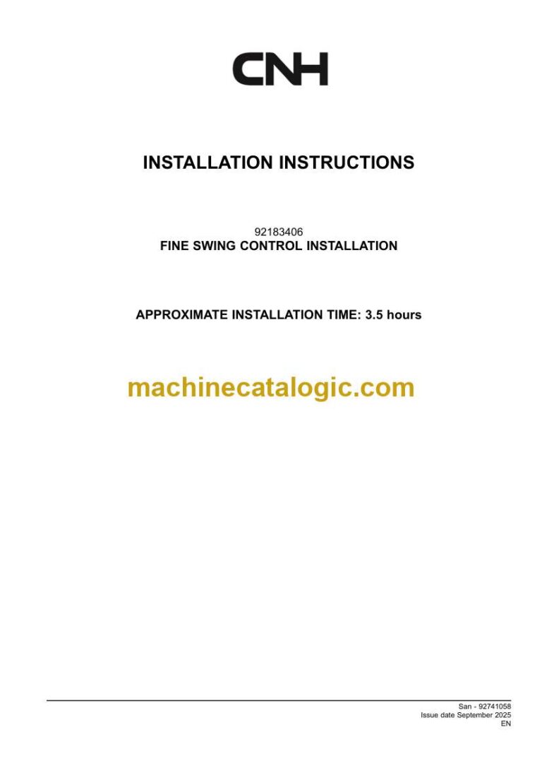 CNH FINE SWING CONTROL INSTALLATION Installation Instructions (92741058)