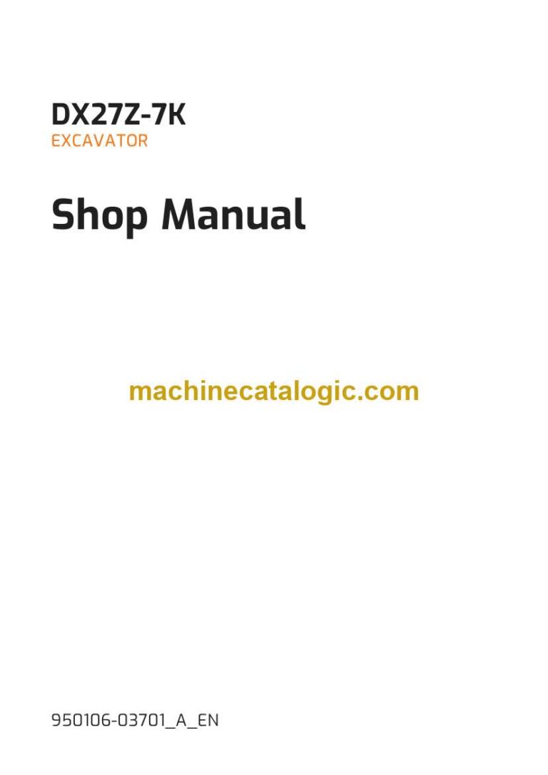 Develon DX27Z-7K Mini Excavator Shop Manual (950106-03701_A_EN)