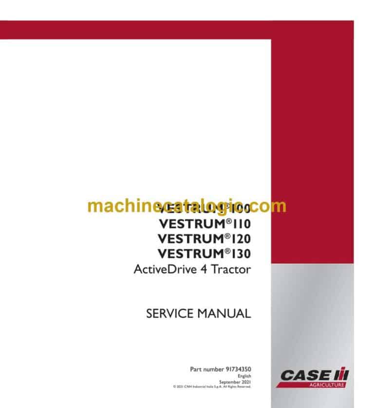 Case Vestrum 120 ActiveDrive 4 Tractor Service Manual (91734350)
