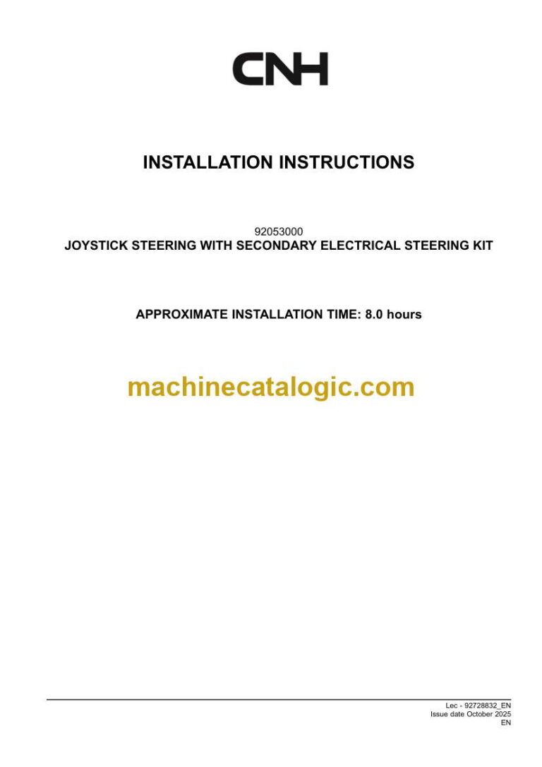 CNH JOYSTICK STEERING WITH SECONDARY ELECTRICAL STEERING KIT Installation Instructions (92728832)