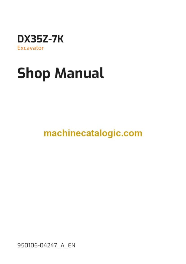 Develon DX35Z-7K Mini Excavator Shop Manual (950106-04247_A_EN)