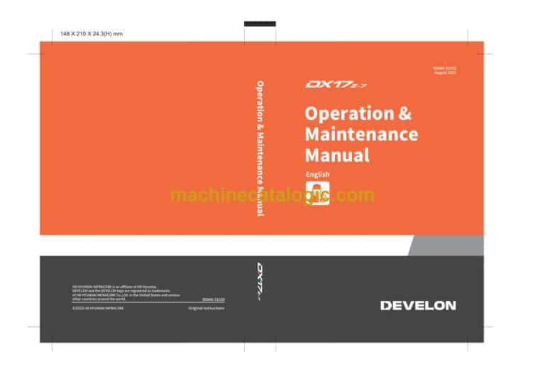 Develon DX17Z-7 Mini Excavator Operation and Maintenance Manual