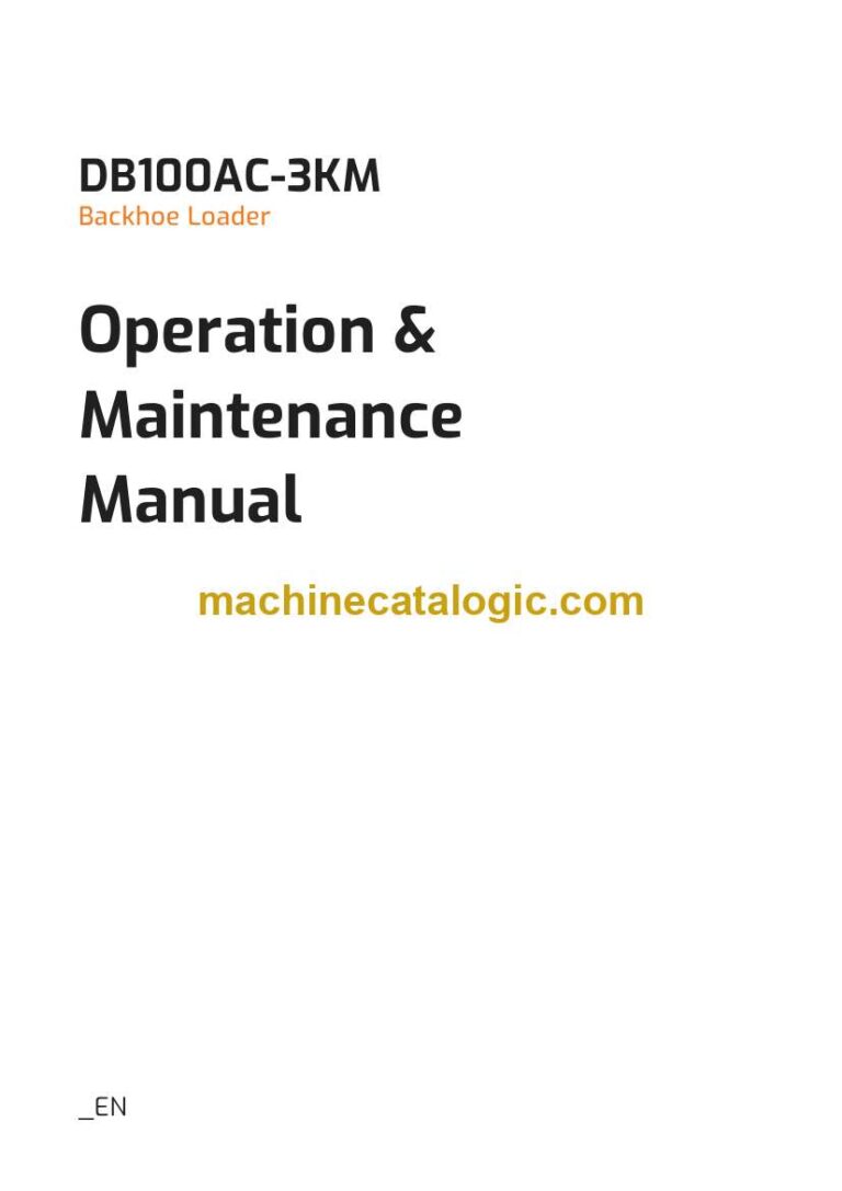 Develon DB100AC-3KM Backhoe Loader Operation and Maintenance Manual
