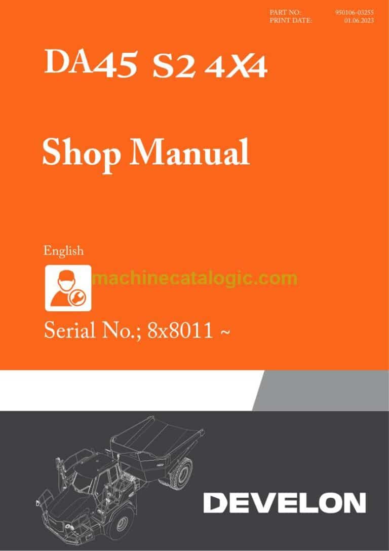 Develon DA45 S2 4x4 Articulated Dump Truck Shop Manual (950106-03255)