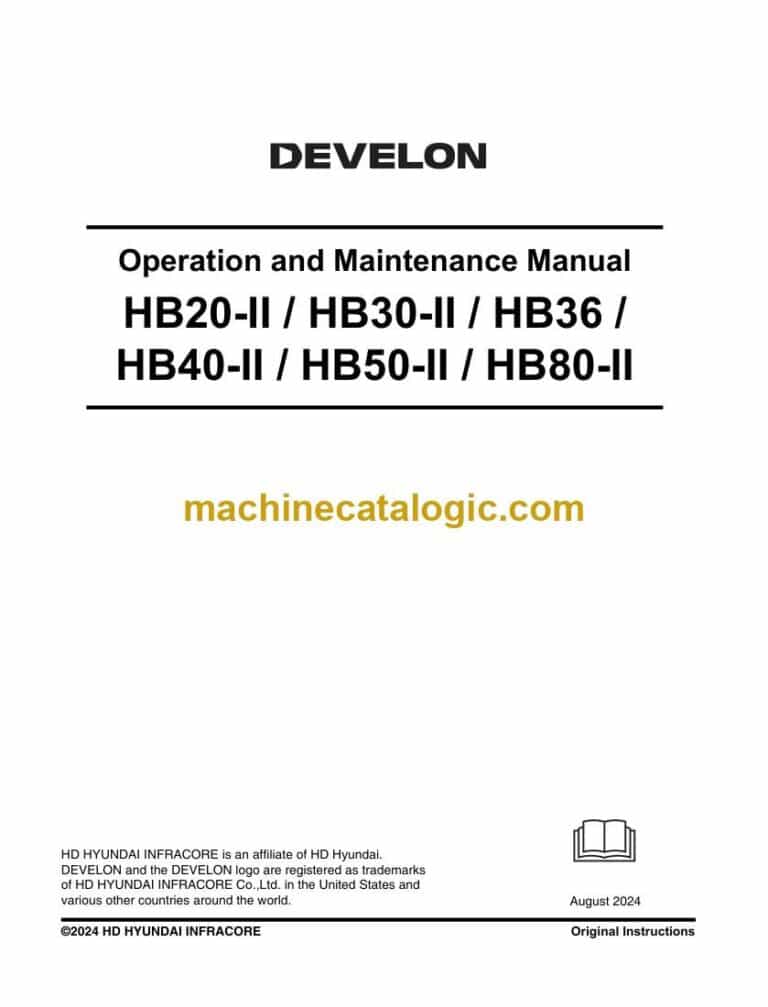 Develon HB20-2, HB30-2, HB36, HB40-2, HB50-2, HB80-2 Hydraulic Breaker Operation and Installation Manual