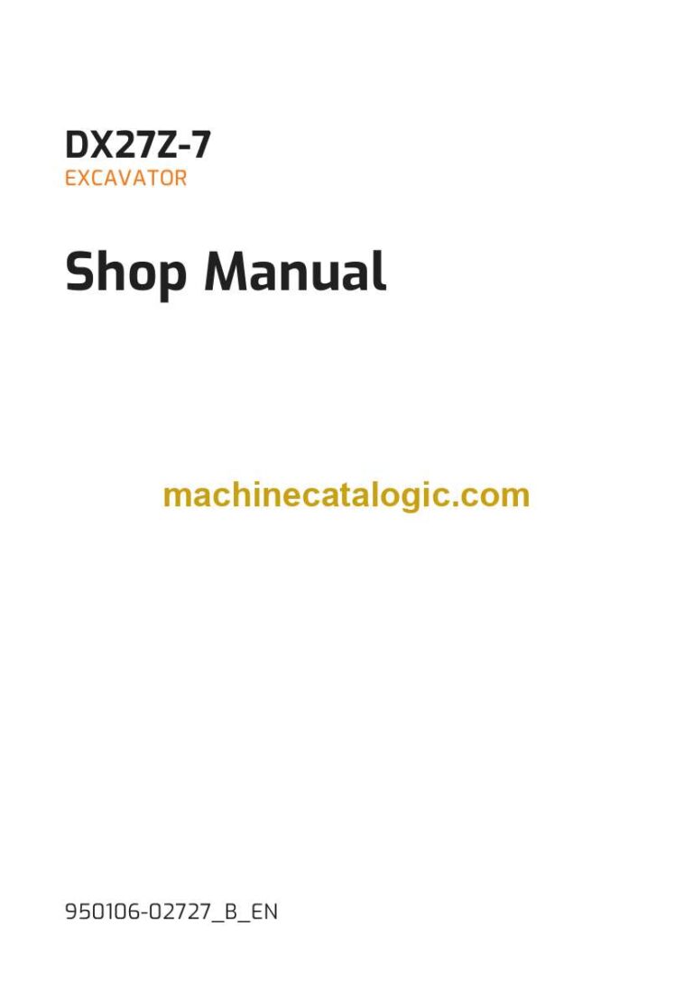 Develon DX27Z-7 Mini Excavator Shop Manual (950106-02727_B_EN)