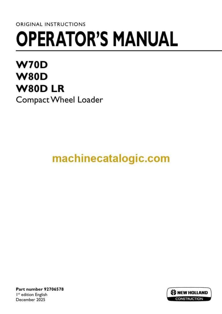 Case W70D, W80D, W80D LR Compact Wheel Loader Operators Manual (92706578)
