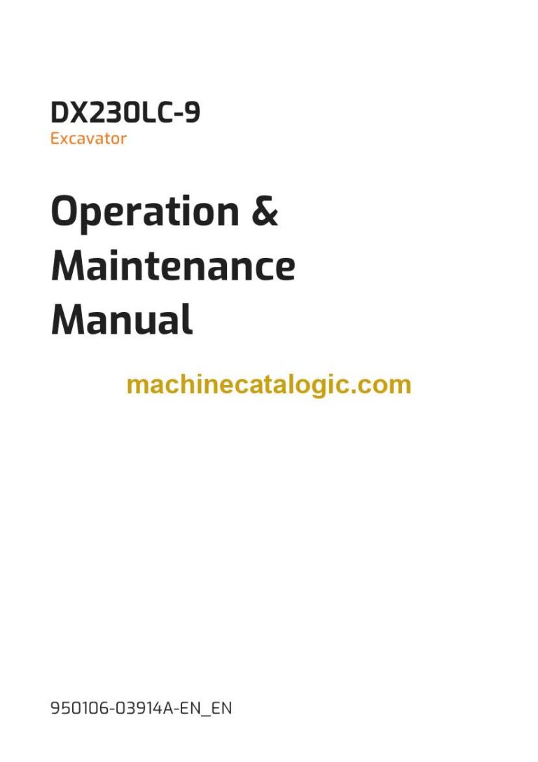 Develon DX230LC-9 Crawler Excavator Operation and Maintenance Manual (950106-03914A-EN_EN)
