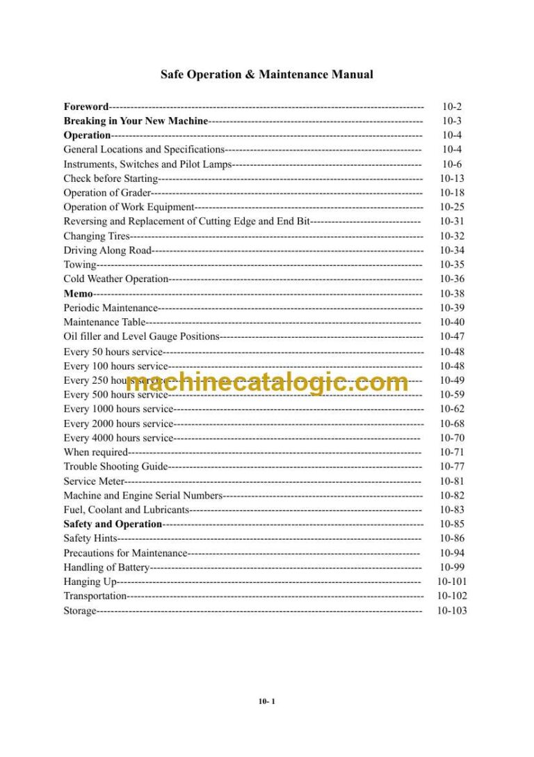Develon DG190 Motor Grader Safe Operation and Maintenance Manual