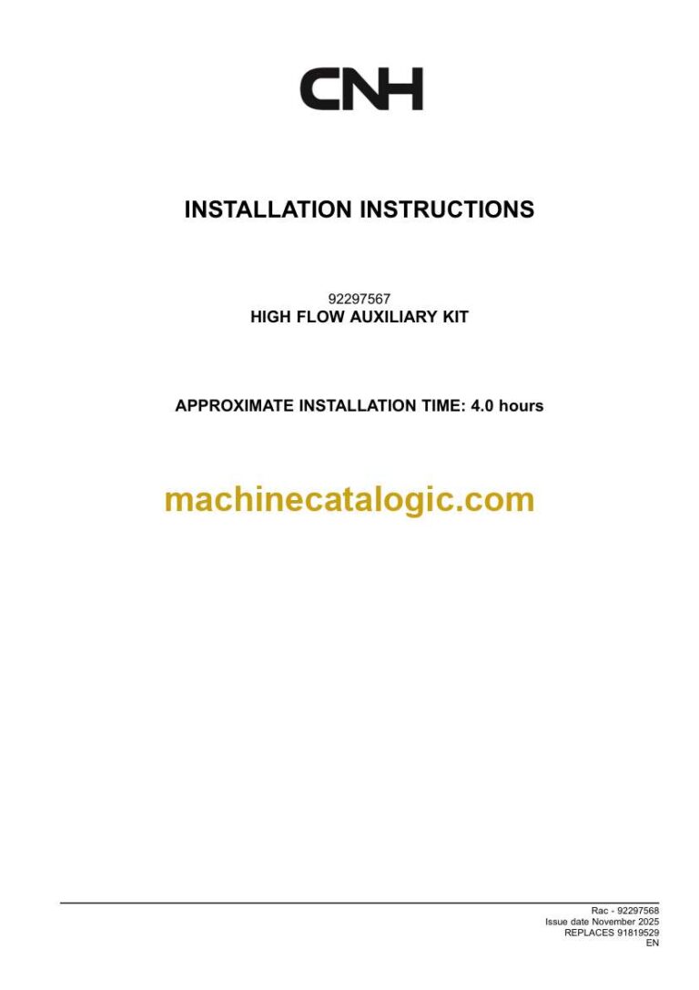 CNH HIGH FLOW AUXILIARY KIT Installation Instructions (92297568)