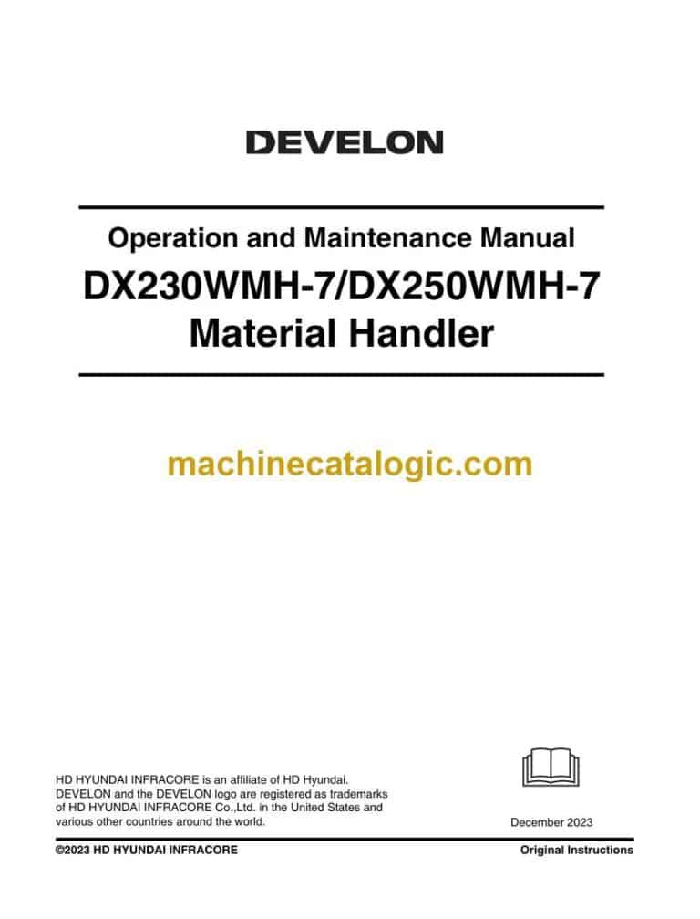 Develon DX230WMH-7, DX250WMH-7 Material Handler Operation and Maintenance Manual