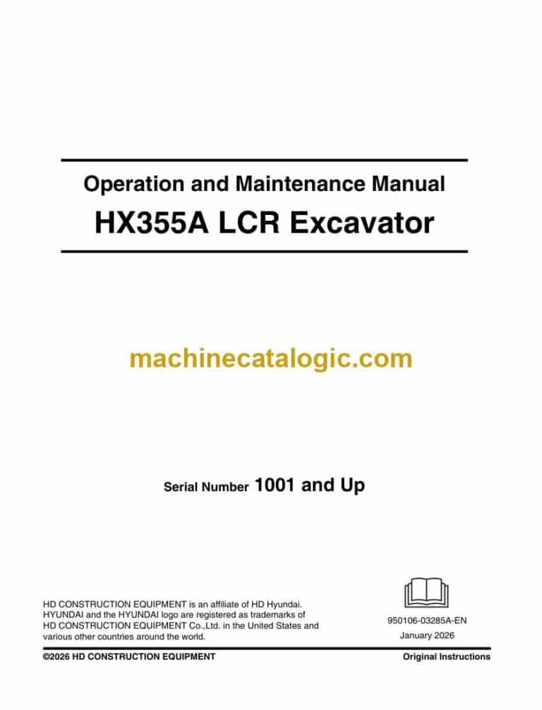 Develon HX355A LCR Crawler Excavator Operation and Maintenance Manual (950106-03285A-EN)