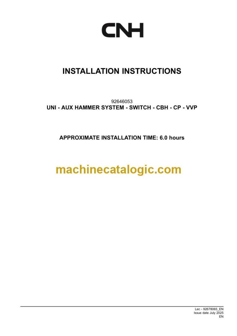 CNH UNI - AUX HAMMER SYSTEM - SWITCH - CBH - CP - VVP Installation Instructions (92678065)