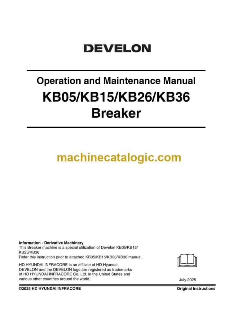 Develon KB05, KB15, KB26, KB36 Breaker Operation and Maintenance Manual