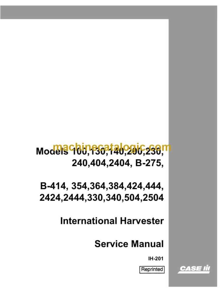 Case B275 International Harvester Service Manual (IH-201)