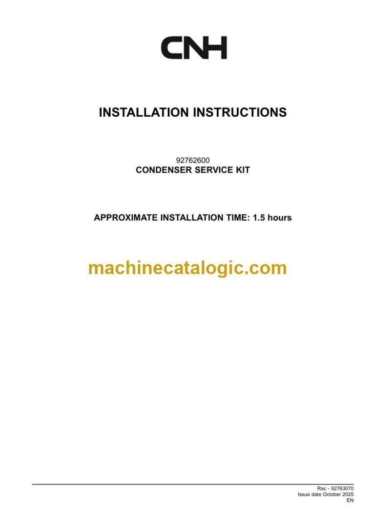 CNH CONDENSER SERVICE KIT Installation Instructions (92763070)