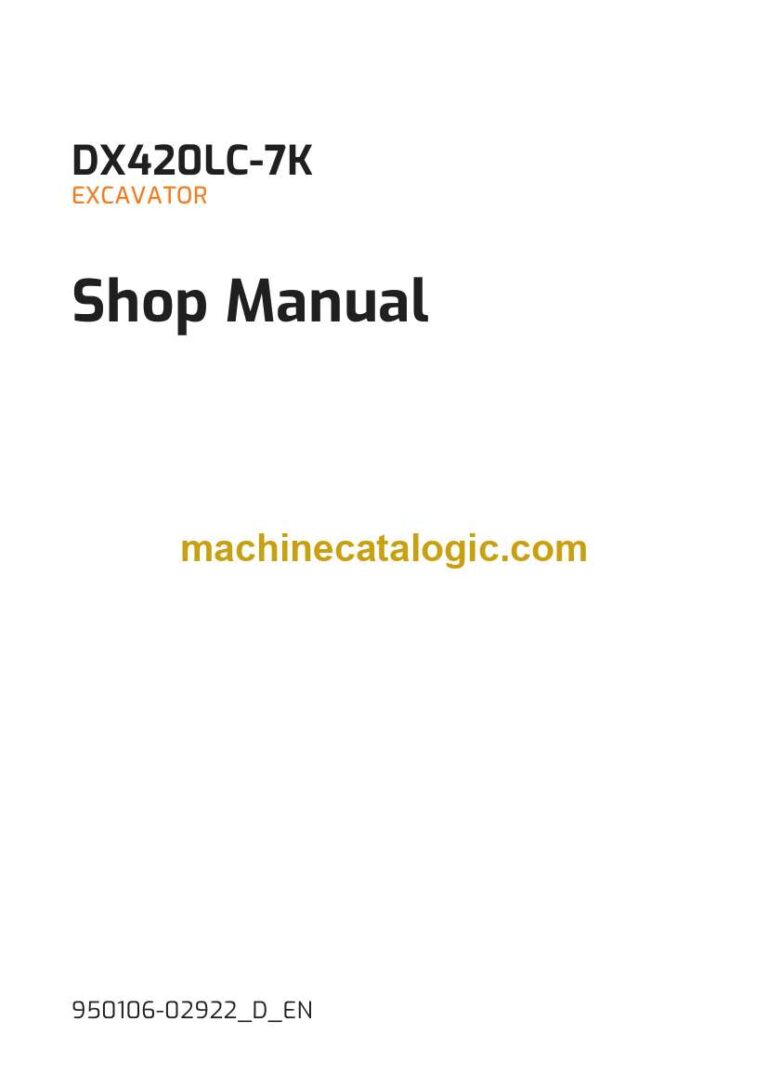 Develon DX420LC-7K Crawler Excavator Shop Manual (950106-02922_D_EN)