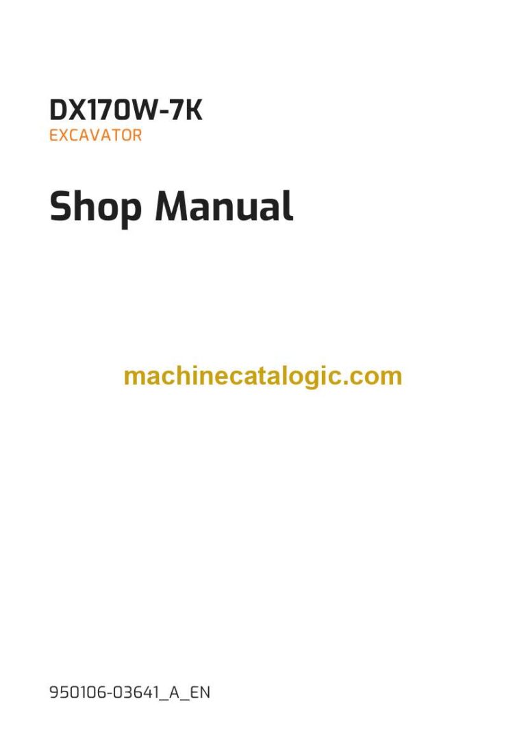 Develon DX170W-7K Wheeled Excavator Shop Manual (950106-03641_A_EN)