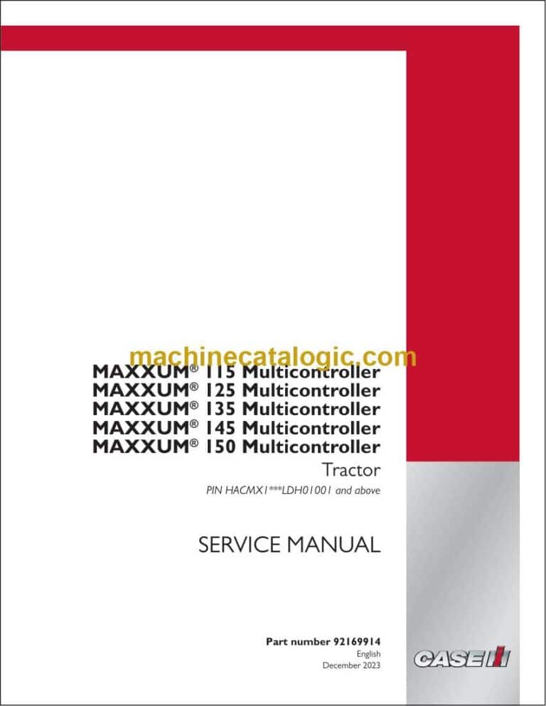 Case Maxxum 115 Multicontroller Tractor Service Manual (92169914)