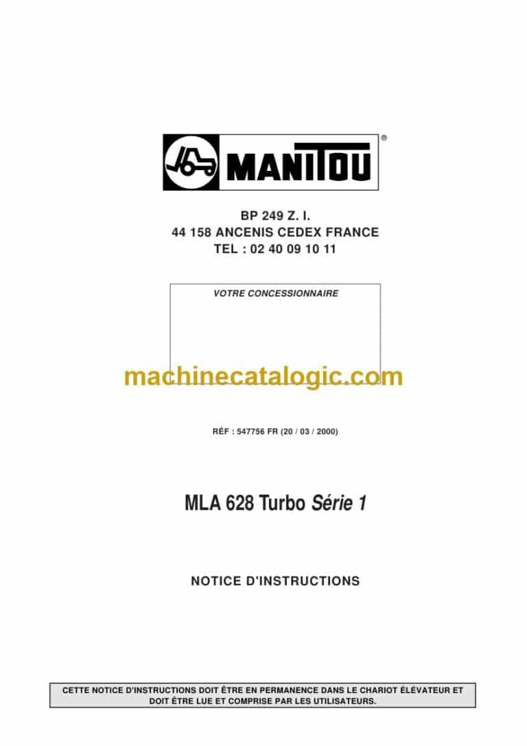 Manitou MLA 628 Turbo Série 1 Notice D’instructions (547756) (03-2000)