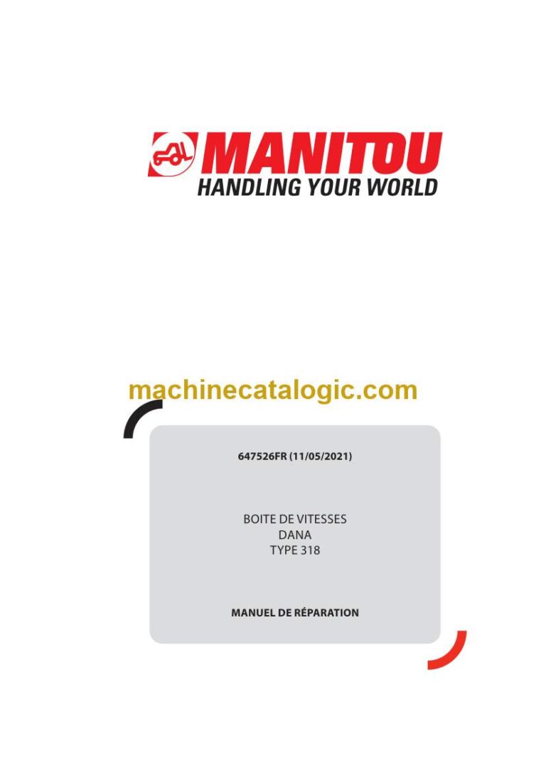 Manitou TYPE 318 BOITE DE VITESSES DANA Manuel de Réparation (647526FR) (05-2021)