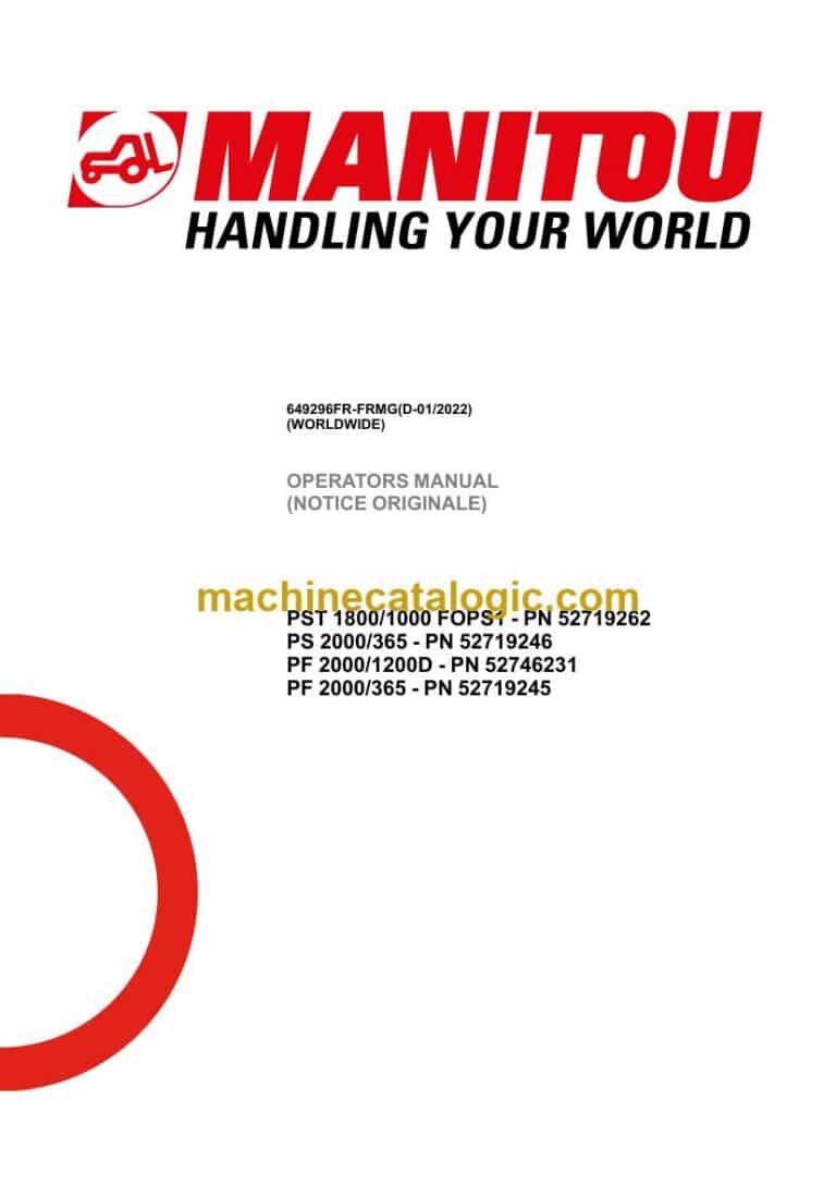 Manitou PF 2000-1200D, PF 2000-365 Notice D’instructions (649296FR-FRMG) (D-01-2022)