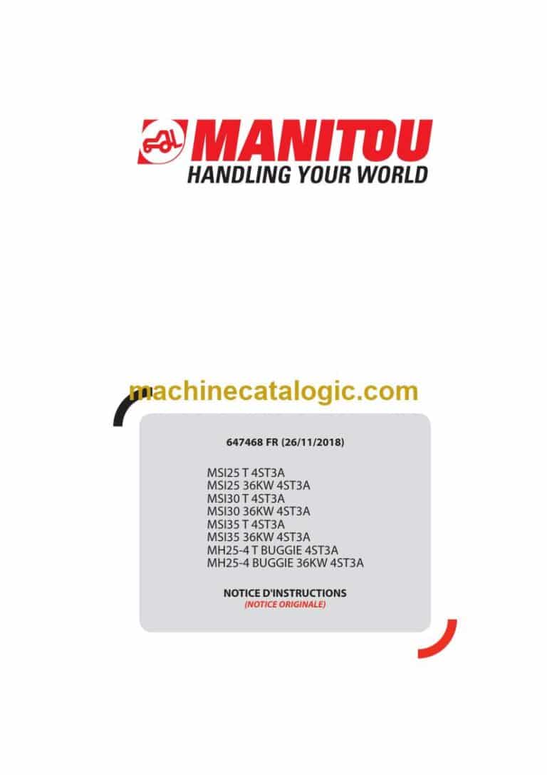 Manitou MSI25 T 4ST3A, MSI25 36KW 4ST3A Notice D’instructions (647468FR) (11-2018)