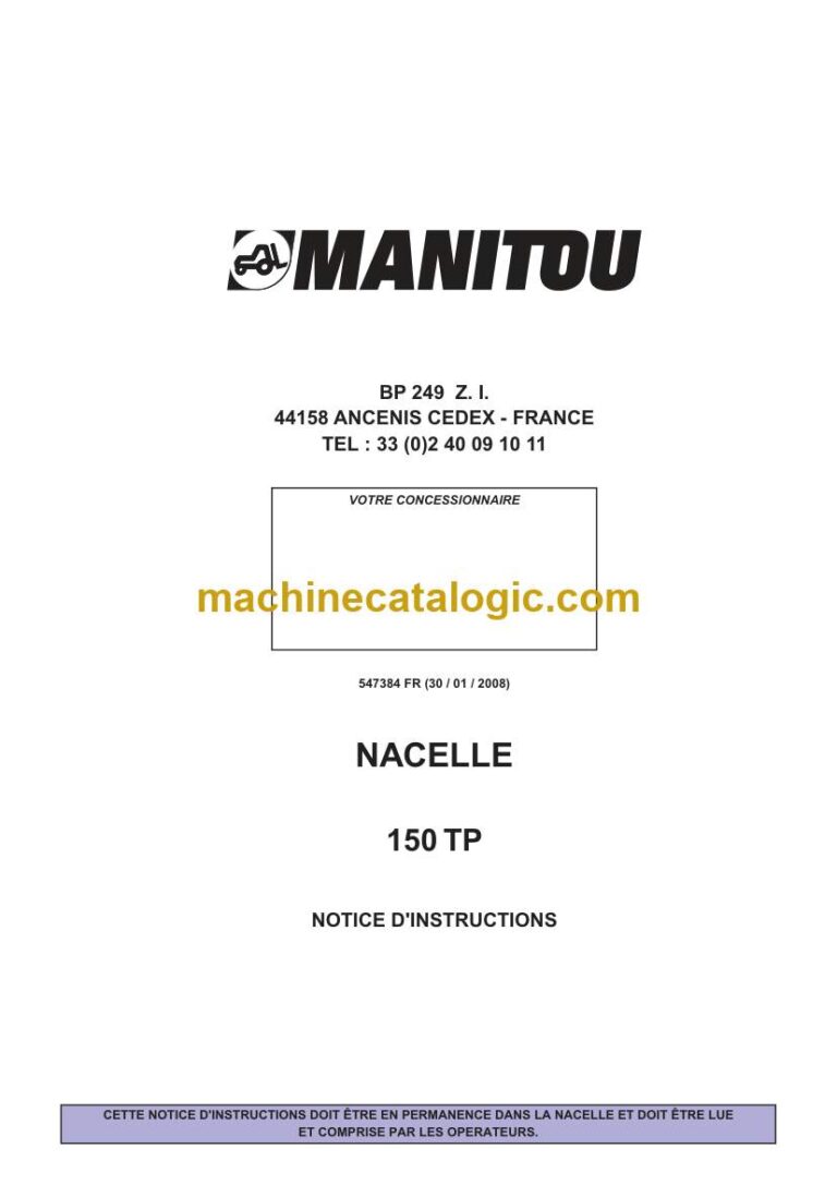Manitou 150 TP NACELLE Notice D’instructions (547384FR) (01-2008)