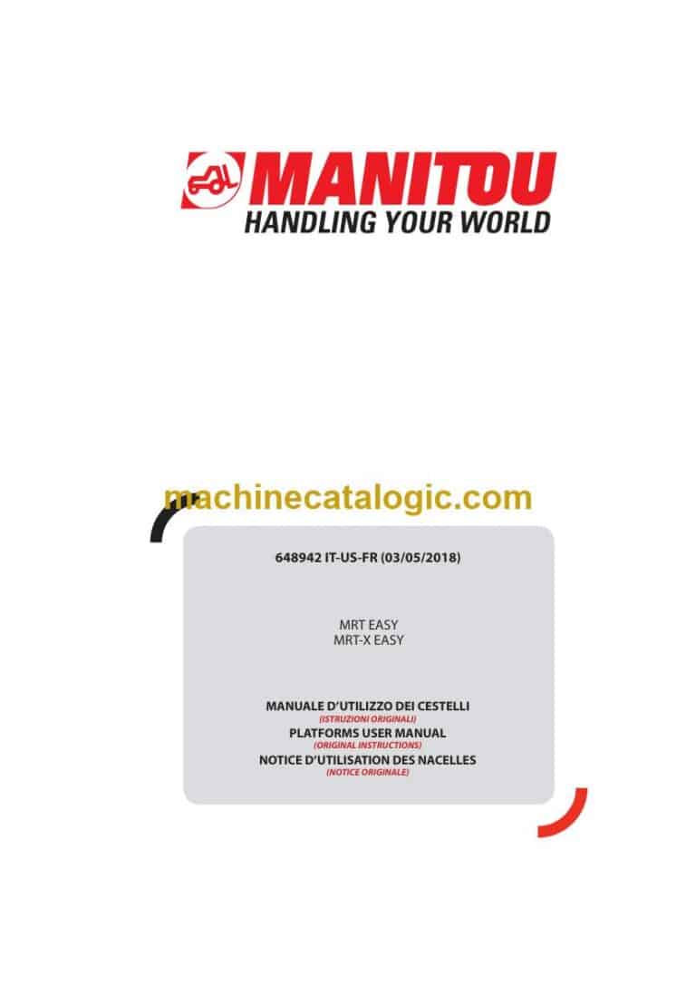 Manitou MRT EASY, MRT-X EASY Notice D’instructions (648942) (05-2018)