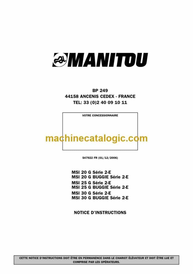 Manitou MSI 30 G Série 2-E, MSI 30 G Buggie Série 2-E Notice D’instructions (547922FR) (12-2006)