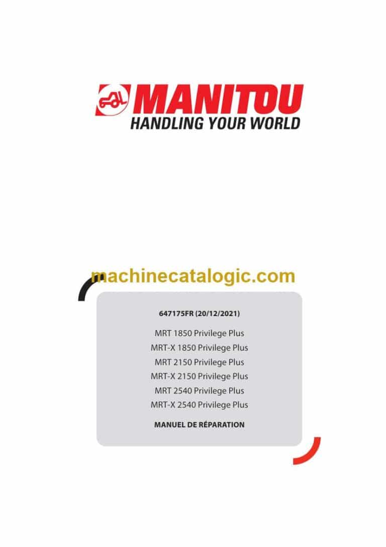 Manitou MRT-X 1850 Privilege Plus Manuel de Réparation (647175FR) (12-2021)