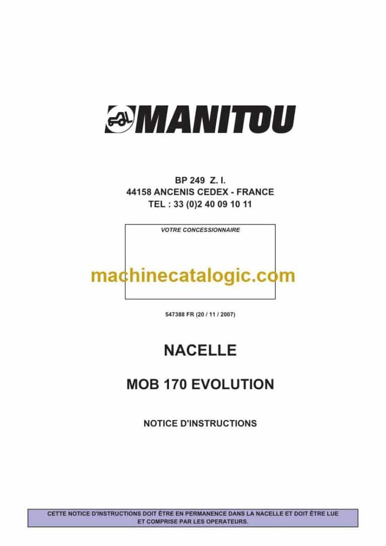 Manitou MOB 170 EVOLUTION NACELLE Notice D’instructions (547388FR) (11-2007)