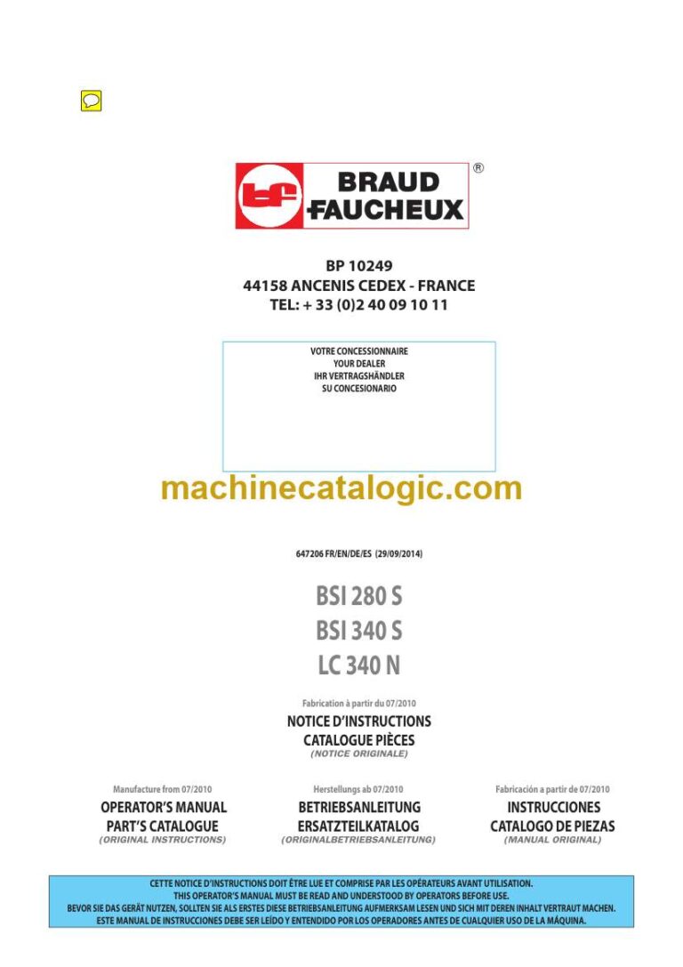 Manitou BSI 280 S, BSI 340 S, LC 340 N Notice D’instructions (647206) (09-2014)