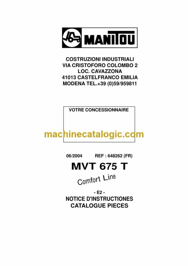Manitou MVT 675 T Comfort Line Notice D’instructions (648262FR) (06-2004)