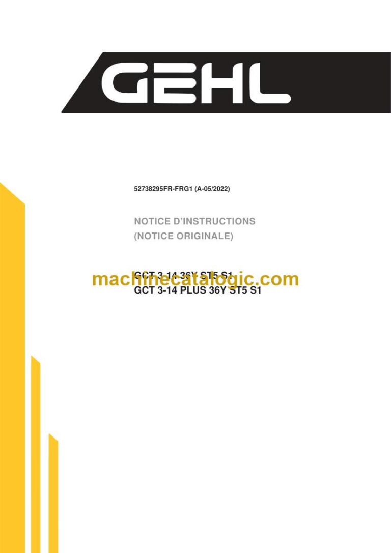 GEHL GCT 3-14 36Y ST5 S1, GCT 3-14 PLUS 36Y ST5 S1 Notice D’instructions (52738295FR-FRG1) (A-05-2022)