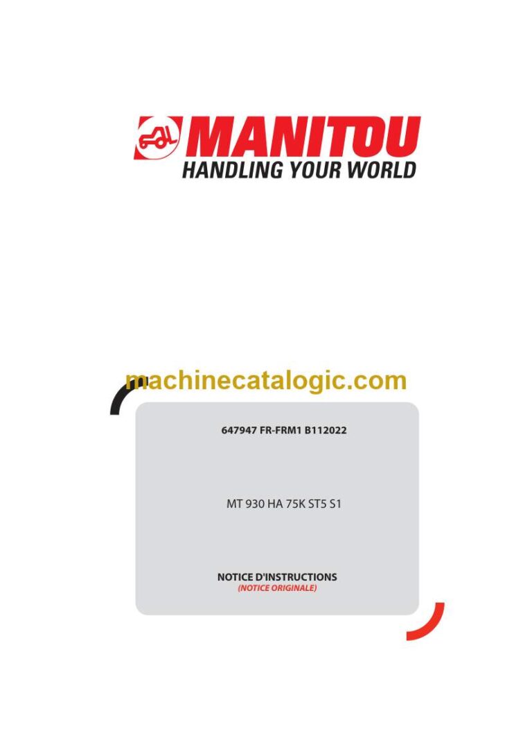 Manitou MT 930 HA 75K ST5 S1 Notice D’instructions (647947) (B-11-2022)