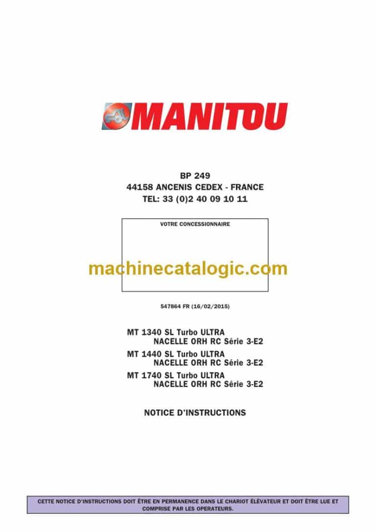 Manitou MT 1440 SL Turbo Ultra Nacelle Orh RC Série 3-E2 Notice D’instructions (547864) (02-2015)