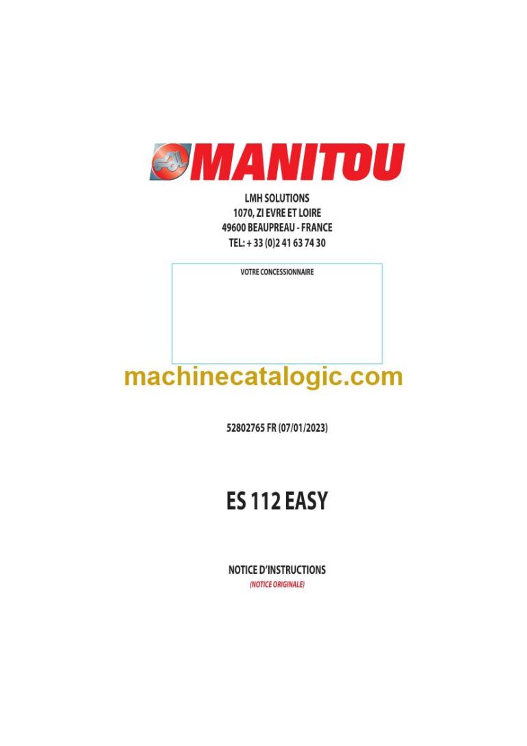 Manitou ES 112 Easy Notice D’instructions (52802765FR) (01-2023)