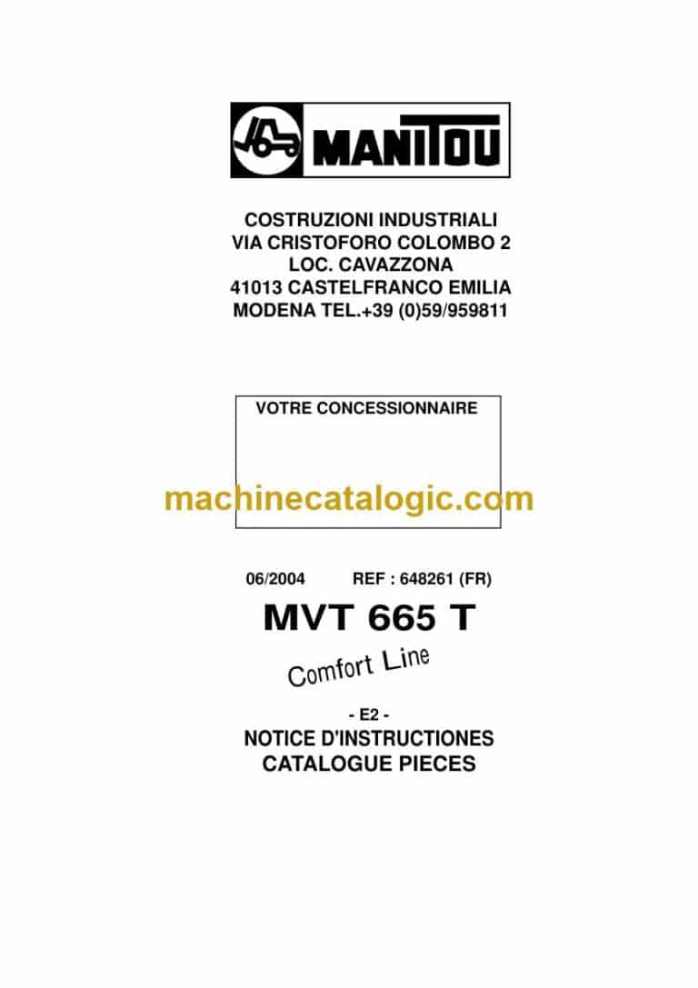 Manitou MVT 665 T Comfort Line Notice D’instructions (648261FR) (06-2004)