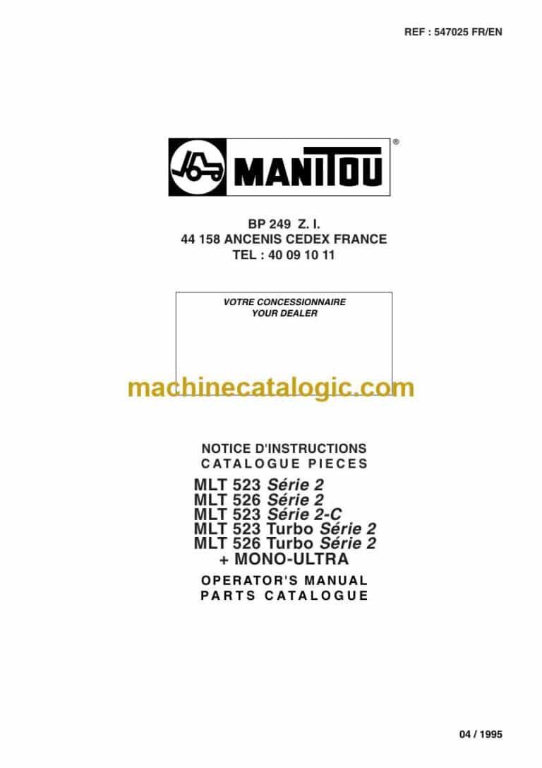 Manitou MLT 523 Turbo Série 2, MLT 526 Turbo Série 2 Mono-Ultra Notice D’instructions (547025) (04-1995)