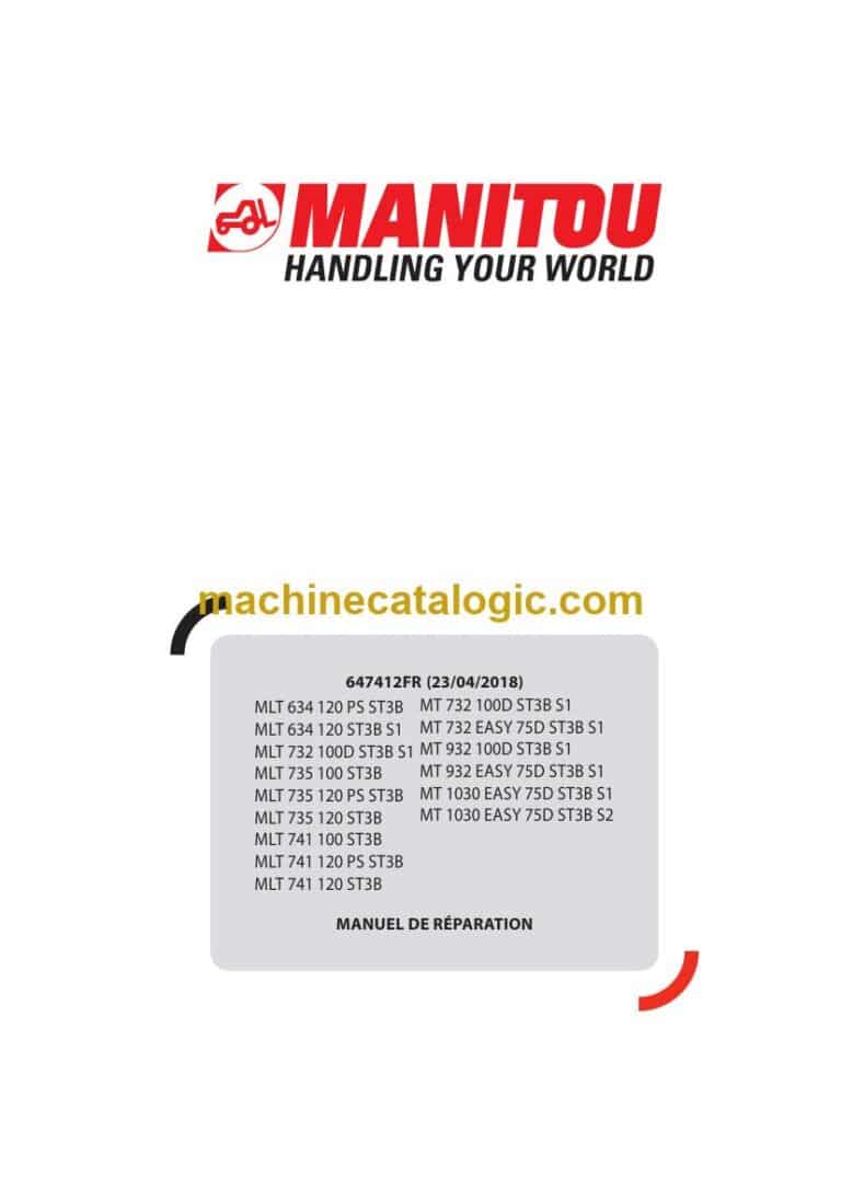 Manitou MT 1030 EASY 75D ST3B S2 Manuel de Réparation (647412FR) (04-2018)