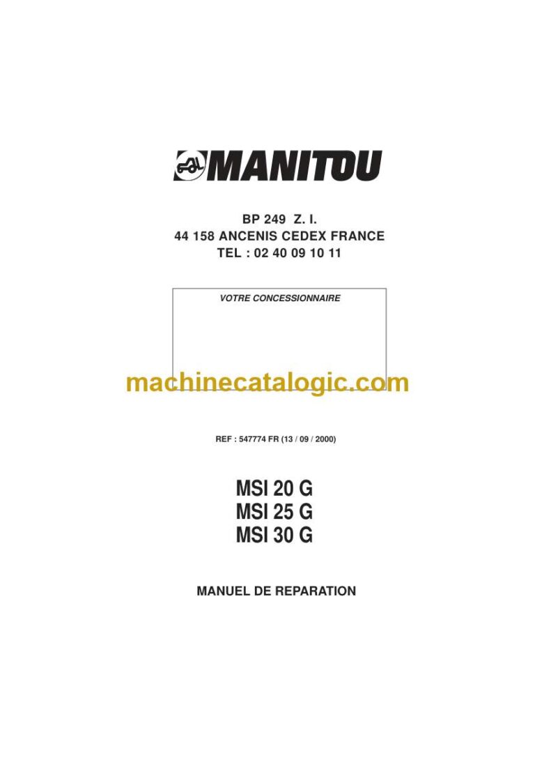 Manitou MSI 20 G Manuel de Réparation (547774FR) (09-2000)