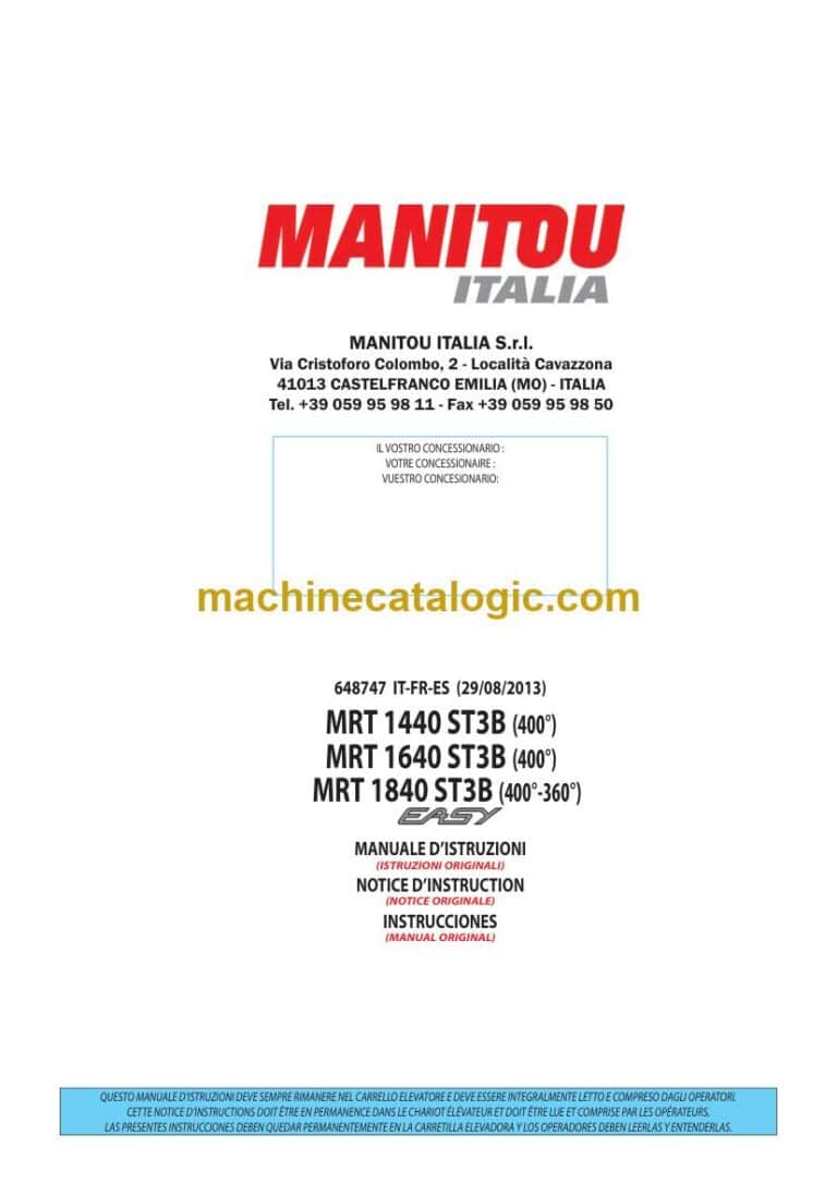 Manitou MRT 1440 ST3B, MRT 1640 ST3B, MRT 1840 ST3B Easy Notice D’instructions (648747) (08-2013)