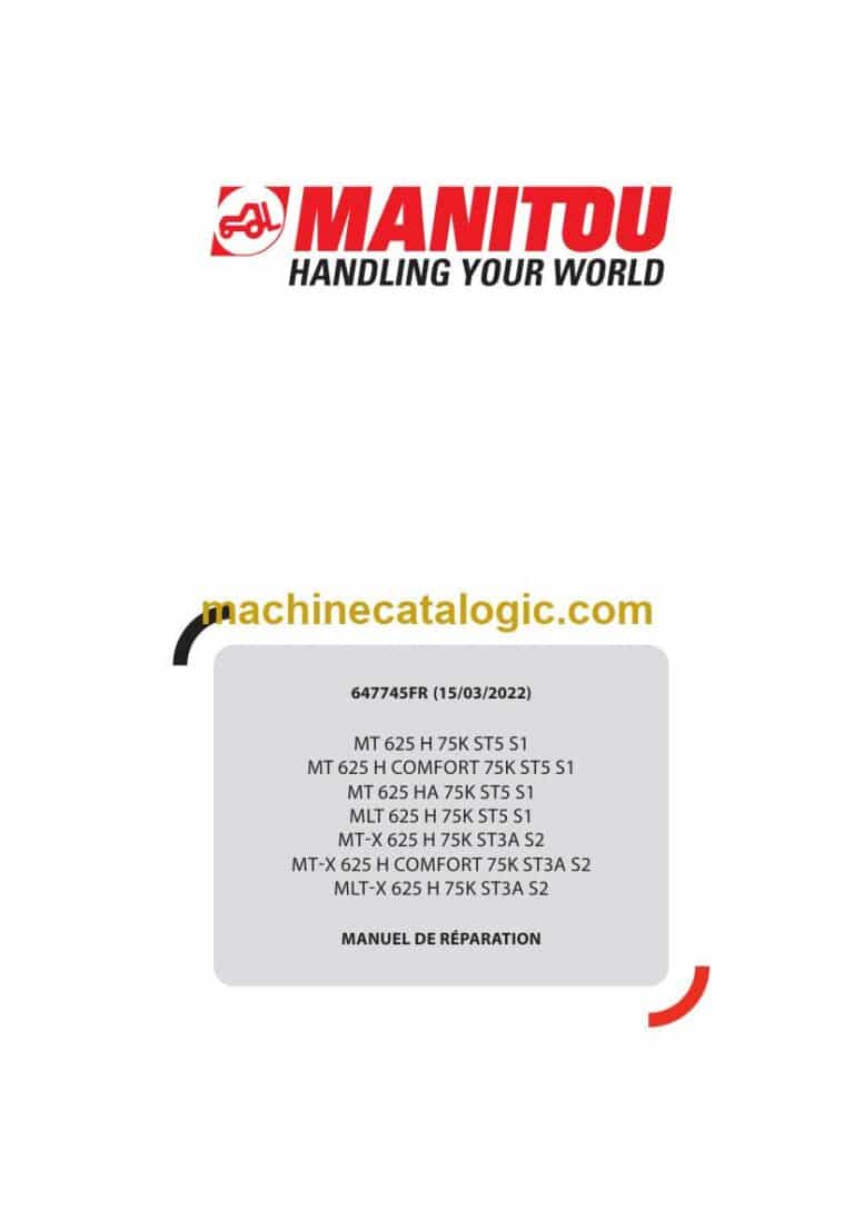 Manitou MT-X 625 H 75K ST3A S2 Manuel de Réparation (647745FR) (03-2022)