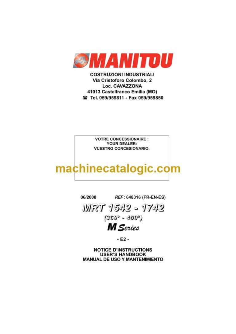 Manitou MRT 1542, MRT 1742 M Series Notice D’instructions (648316) (06-2008)