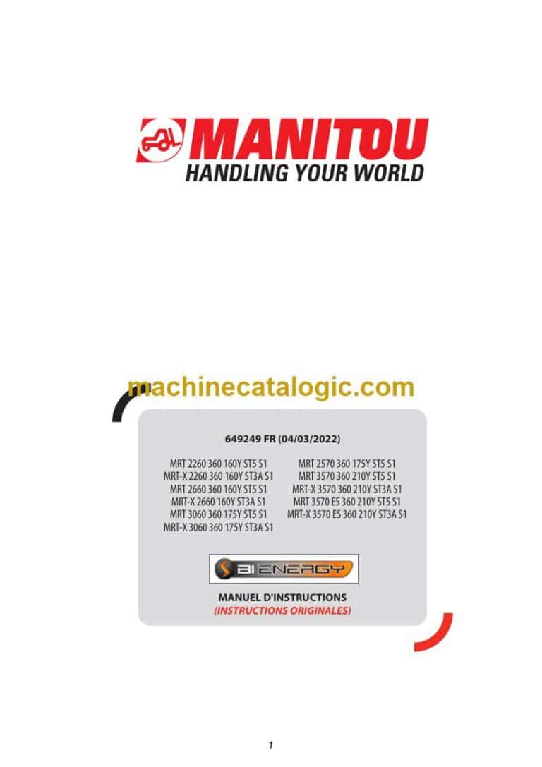 Manitou MRT 2660 360 160Y ST5 S1, MRT-X 2660 160Y ST3A S1 Notice D’instructions (649249FR) (03-2022)