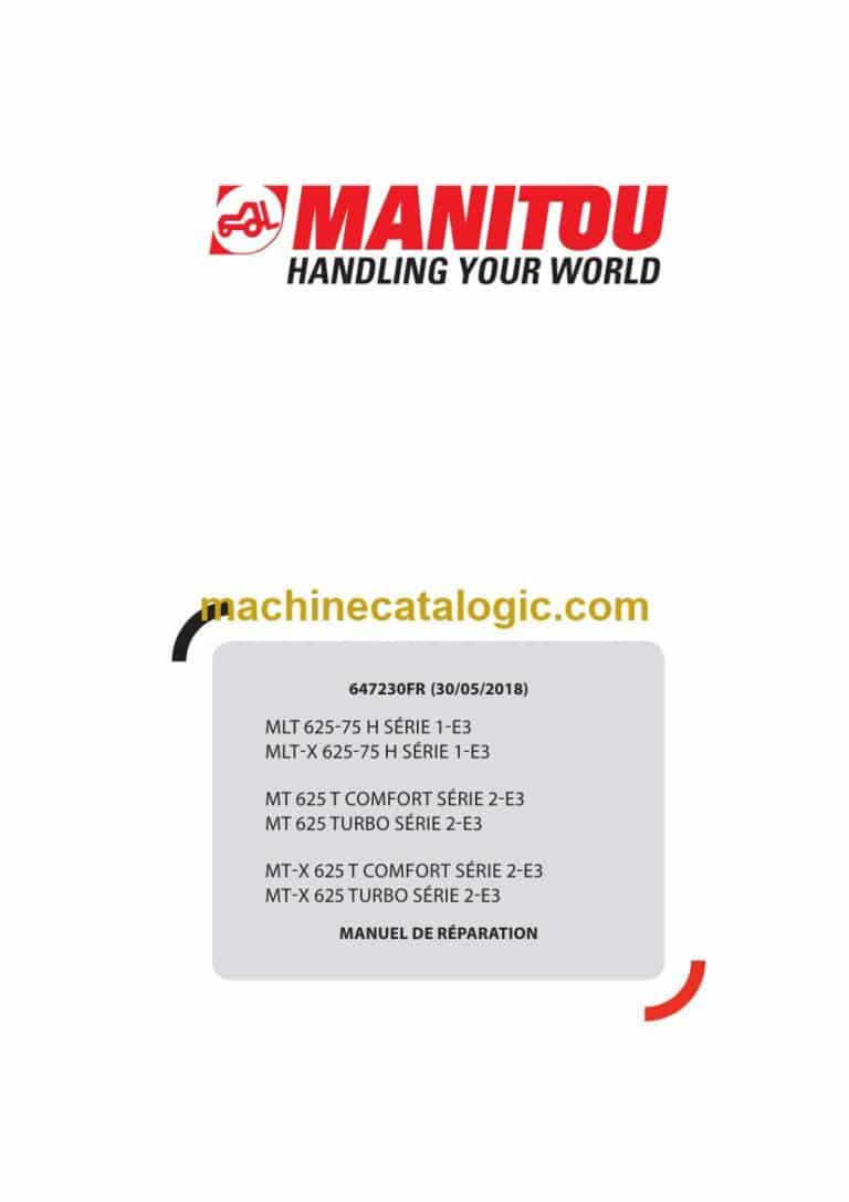 Manitou MLT 625-75 H SÉRIE 1-E3 Manuel de Réparation (647230FR) (05-2018)